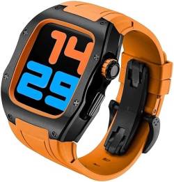 UNCASO Titan-Uhrengehäuse, Gummiband, Mod-Kit, für Apple Watch 45 mm, 44 mm, Herren-RM-Metall-Uhrenlünette, Sportarmband, für iWatch Serie 8/7/6/5/4/SE, Ersatzzubehör, 44mm, Achat von UNCASO