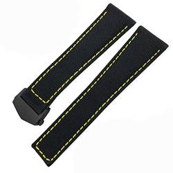 UNCASO Uhrenarmband, 20 mm, 22 mm, Segeltuch, Nylon, Leder, Faltschnalle, schwarz, für Tag Heuer Carrera Aquaracer-Serie, Ersatzarmband, 20 mm, Achat von UNCASO