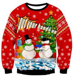 UNIFACO Hässliche Weihnachtpullover 3D Weihnachtsbaum Schneemann Weihnachten Sweatshirt Langarm Ugly Christmas Sweater L von UNIFACO