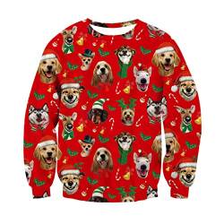 UNIFACO Ugly Weihnachtspullover Herren 3D Druck Rot Sweater Damen Unisex Hässlich Weihnachtspullover Familie Ugly Christmas Winter Sweater L von UNIFACO