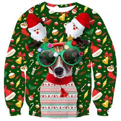 UNIFACO Unisex Hässliche Weihnachtspullover Damen Herren 3D Druck Lustige Weihnachtspulli Rundhals Jumper 3XL von UNIFACO