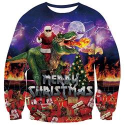 UNIFACO Unisex Hässliche Weihnachtspullover Damen Herren 3D Druck Lustige Weihnachtspulli Rundhals Jumper 3XL von UNIFACO