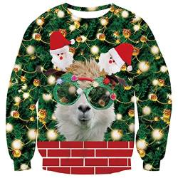 UNIFACO Unisex Ugly Christmas Jumper 3D Gedruckt Weihnachten Pullover Sweatshirt Xmas Langarmshirt L von UNIFACO