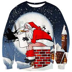 UNIFACO Unisex Ugly Christmas Jumper 3D Gedruckt Weihnachten Pullover Sweatshirt Xmas Langarmshirt M von UNIFACO