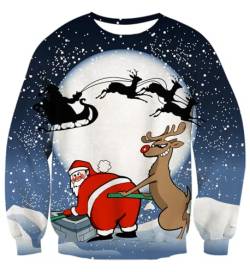 UNIFACO Weihnachten Pullover Jumper Herren Damen Unisex Lustige Sweatshirts hässliche 3D Printed Xmas Grafik Santa Long Sleeve Shirt M von UNIFACO