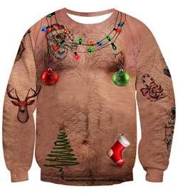 UNIFACO Weihnachtspullover Damen Männer 3D Gedruck Xmas Sweatshirt Herbst Winter Pullover L von UNIFACO