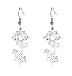 Lotus Om Ohrring für Frauen Edelstahl Spirituelles Symbol Om Lotus Blume baumeln Ohrringe Yoga Schmuck Inspirierendes Geschenk, Edelstahl, Kein Edelstein von UNIFT