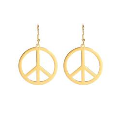 Peace-Zeichen-Ohrringe für Damen, Edelstahl, Hippie-Stil, geometrische Ohrringe, Schmuckzubehör für 60er oder 70er Jahre, Edelstahl von UNIFT
