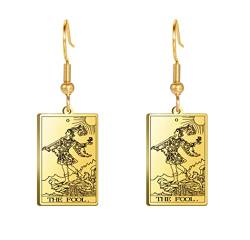 Tarot Karten Ohrringe für Frauen Mädchen Edelstahl Mode Vintage Haken Tarot Karten Ohrringe Glücks Amulett Wiccan Schmuck Geschenke von UNIFT