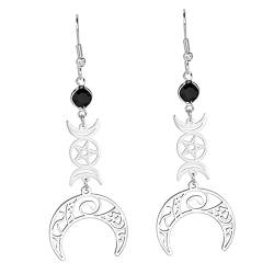 Triple Moon Göttin Ohrringe für Frauen Mädchen Edelstahl Gothic Stil Mond Rune Kristall Tropfen Ohrringe Amulett Wicca Schmuck… von UNIFT