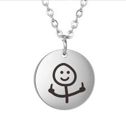 UNIFT Lustige Doodle Halskette für Frauen Männer Edelstahl Personalisierte Punk Smiley Mittelfinger Gestures/Basketball Bösewicht Anhänger Halskette Cool Schmuck Freundschaft Geschenk, Edelstahl, Kein von UNIFT