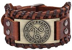 Viking keltische Dreifach-Spiral-Runen-Leder-Armband für Herren, nordisches, skandinavisches Amulett, keltisches Triskelion, dreifache Spirale, Punk, Ledermanschette, Armreif, heidnischer Schmuck, von UNIFT