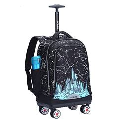 UNIKER Rucksack mit Rollen für Jugendliche, Rollen-Büchertasche für Mädchen und Jungen, 40L Reiserucksack mit 4 Rädern, 15,6 Zoll Laptop Handgepäck, Konstellations Rucksack von UNIKER