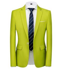 UNINUKOO Herren Jacke Slim Fit Casual Blazer Ein Knopf gekerbtes Revers Umlegekragen Anzugjacke Blazer, grasgrün, 50 von UNINUKOO