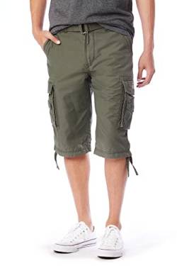 UNIONBAY Herren Cordova Cargo-Shorts mit Gürtel – Normale Größen Cargohose, Military, 52 von UNIONBAY