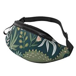 Bauchtasche mit Hahnentrittmuster, mit verstellbarem Riemen, für Damen und Herren, für Reisen, Wandern, Laufen, Schwarz, Niedlicher Dinosaurier, Einheitsgröße von UNIOND