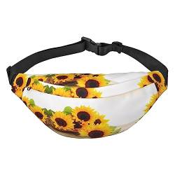 Gürteltasche mit Sonnenblumen-Druck, verstellbarer Riemen, lässige Hüfttasche für Sport, Reisen, Schwarz , Einheitsgröße von UNIOND
