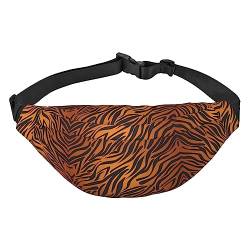 Tiger Stripes Orange Muster Gedruckt Bauchtasche Verstellbarer Gurt Gürteltasche Casual Hüfttasche für Sport Reisen, Schwarz , Einheitsgröße von UNIOND