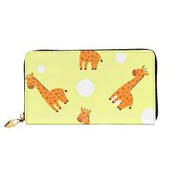 UNIOND Cartoon Giraffe Printed Zip Around Wallet Damen Leder Lange Geldbörse Kreditkartenhalter für Einkaufen Büro Reisen, Schwarz , Einheitsgröße von UNIOND