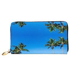 UNIOND Coconut Palm Trees Printed Zip Around Wallet Damen Leder Lange Geldbörse Kreditkartenetui für Shopping Büro Reisen, Schwarz , Einheitsgröße von UNIOND