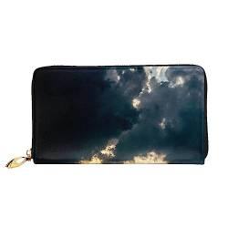 UNIOND Dark Clouds Printed Zip Around Wallet Damen Leder Lange Geldbörse Kreditkartenetui für Shopping Büro Reisen, Schwarz , Einheitsgröße von UNIOND