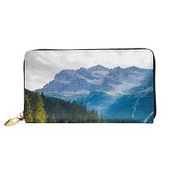 UNIOND Fresh Nature Printed Zip Around Wallet Damen Leder Lange Geldbörse Kreditkartenetui für Shopping Büro Reisen, Schwarz , Einheitsgröße von UNIOND