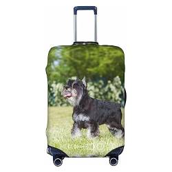 UNIOND Gepäckabdeckung, Motiv: Schnauzer Hund auf dem Rasen, elastisch, für Reisegepäckschutz, passend für 45,7-81,3 cm Gepäck, Schwarz , S von UNIOND