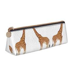 UNIOND Gepunktete Giraffe Gedruckt Dreieck Bleistift Fall Leder Große Kapazität Bleistift Tasche Tragbare Stift Tasche für Büro Arbeit Reisen, weiß, Einheitsgröße, Federmäppchen aus Leder von UNIOND