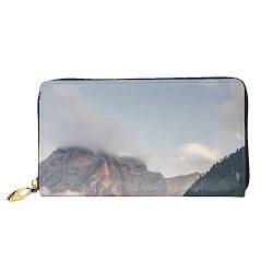 UNIOND Lake House Views Printed Zip Around Wallet Damen Leder Lange Geldbörse Kreditkartenetui für Shopping Büro Reisen, Schwarz , Einheitsgröße von UNIOND