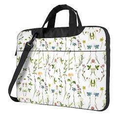 UNIOND Laptoptasche Aquarelle von Kräutern Blumen Bedruckte Aktentasche Verstellbarer Schultergurt Computertasche für Männer Frauen, Schwarz , 15.6 inch von UNIOND