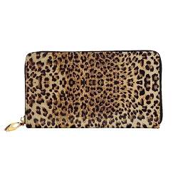 UNIOND Leopard Skin Printed Zip Around Wallet Damen Leder Lange Geldbörse Kreditkartenetui für Shopping Büro Reisen, Schwarz , Einheitsgröße von UNIOND