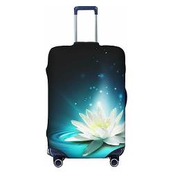 UNIOND Magic Lotus Floral bedruckte Gepäckabdeckung, elastische Kofferabdeckung, Reisegepäckschutz, passend für 45,7-81,3 cm Gepäck, Schwarz , M von UNIOND