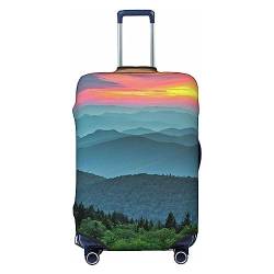 UNIOND Mountain Sunset bedruckte Gepäckabdeckung, elastische Kofferabdeckung, Reisegepäckschutz, passend für 45,7-81,3 cm Gepäck, Schwarz , S von UNIOND