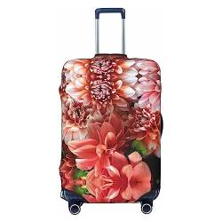 UNIOND Pfingstrosen-Blumen-bedruckte Gepäckabdeckung, elastische Kofferabdeckung, Reisegepäckschutz, passend für 45,7-81,3 cm Gepäck, Schwarz , M von UNIOND