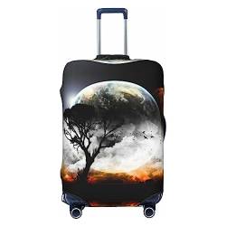 UNIOND Planet View bedruckte Gepäckabdeckung, elastische Kofferabdeckung, Reisegepäckschutz, passend für 45,7-81,3 cm Gepäck, Schwarz , S von UNIOND