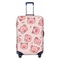 UNIOND Rosa süßes Schwein bedruckte Gepäckabdeckung, elastische Kofferabdeckung, Reisegepäckschutz, passend für 45,7-81,3 cm Gepäck, Schwarz , L von UNIOND