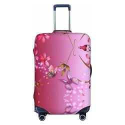 UNIOND Rote Blume und Schmetterling bedruckte Gepäckabdeckung, elastische Kofferabdeckung, Reisegepäckschutz, passend für 45,7-81,3 cm Gepäck, Schwarz , XL von UNIOND