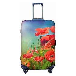 UNIOND Rote Blumen bedruckte Gepäckabdeckung, elastische Kofferabdeckung, Reisegepäckschutz, passend für 45,7-81,3 cm Gepäck, Schwarz , L von UNIOND