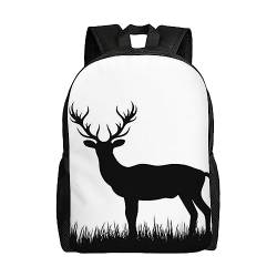 UNIOND Rucksack mit Hirsch-Motiv, leicht, lässig, Laptoptasche für Büro, Outdoor, Reisen, Schwarz , One size von UNIOND