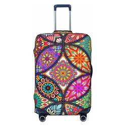 UNIOND Runde Mandala bedruckte Gepäckabdeckung, elastische Kofferabdeckung, Reisegepäckschutz, passend für 45,7-81,3 cm Gepäck, Schwarz , L von UNIOND