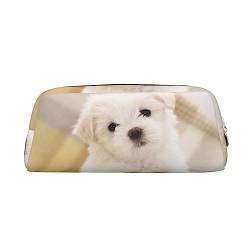 UNIOND West Highland White Terrier Bedrucktes Federmäppchen, tragbar, Leder, wasserdicht, Reise-Make-up-Tasche für Arbeit, Büro, Urlaub, silber, Einheitsgröße, Federmäppchen von UNIOND