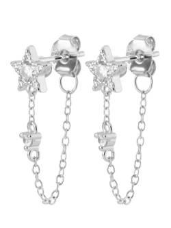 UNIQA Jewels - Silber 925 Silber Mond und Stern Ohrringe, Mini Damen Ohrstecker, 2 Stud Kleine Ohrringe Nickelfrei, mit Zirkonia Steinen von UNIQA JEWELS