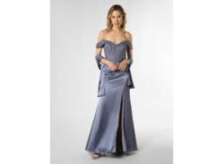 Unique Abendkleid mit Stola Damen Satin Rückenausschnitt, blue stone von UNIQUE