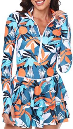 UNIQUEBELLA Damen Surf Shirt, UPF 50+ UV-Schutz Badeshirt Women's Rashguard - Bademode Rash Guard Langarm Schwimmen Tankini von UNIQUEBELLA