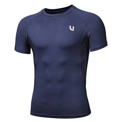 UNIQUEBELLA Kompressionsshirt Herren, Laufshirt Kurzarm mit Unterarm Mesh, Atmungsaktiv Männer Funktionsshirt Badeshirts für Wassersport Rash Guard von UNIQUEBELLA