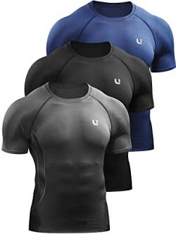 UNIQUEBELLA Kompressionsshirt Herren, Laufshirt Kurzarm mit Unterarm Mesh, Atmungsaktiv Männer Funktionsshirt Badeshirts für Wassersport Rash Guard von UNIQUEBELLA