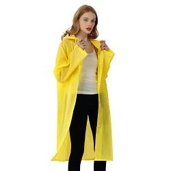 UNIQUEBELLA Regenmantel Eva Travel Transparent Regenponcho Regen Zubehör für Damen und Herren Regenbekleidung Regencape Regenjacke Wasserdicht für Wandern Radfahren Camping und Reisen (Gelb, L) von UNIQUEBELLA