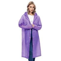 UNIQUEBELLA Regenmantel Eva Travel Transparent Regenponcho Regen Zubehör für Damen und Herren Regenbekleidung Regencape Regenjacke Wasserdicht für Wandern Radfahren Camping und Reisen (Lila, XL) von UNIQUEBELLA