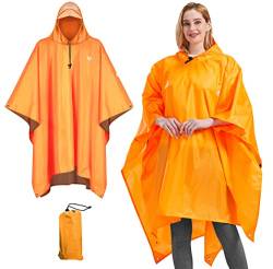 UNIQUEBELLA Regenmantel Eva Travel Transparent Regenponcho Regen Zubehör für Damen und Herren Regenbekleidung Regencape Regenjacke Wasserdicht für Wandern Radfahren Camping und Reisen (Orange, L) von UNIQUEBELLA