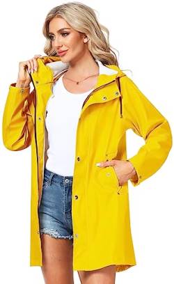 UNIQUEBELLA Upgrade Damen Regenjacke Wasserdicht Regenmantel Winddicht Wetterfest Übergangsjacke Mit Kapuze Mantel Jacke Outdoor von UNIQUEBELLA